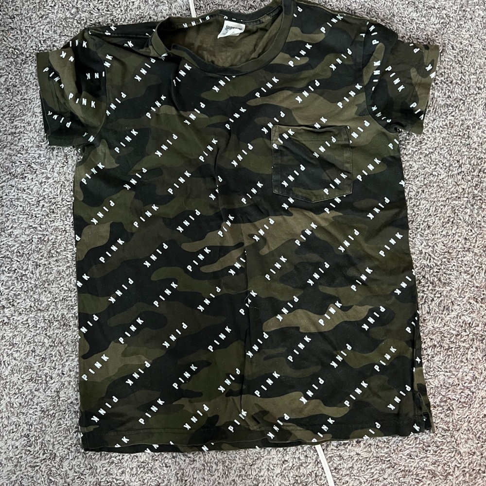 PINK camo shirt with design on back!